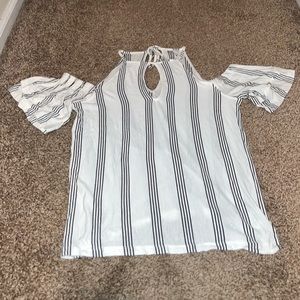 Super soft, white & black blouse